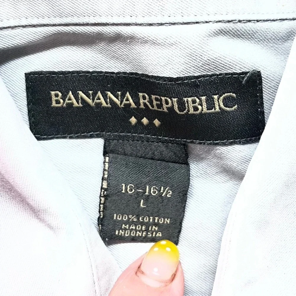 Banana Republic‎ Shirt Mens Large Gray 100% Cotton Long Sleeve Button Up